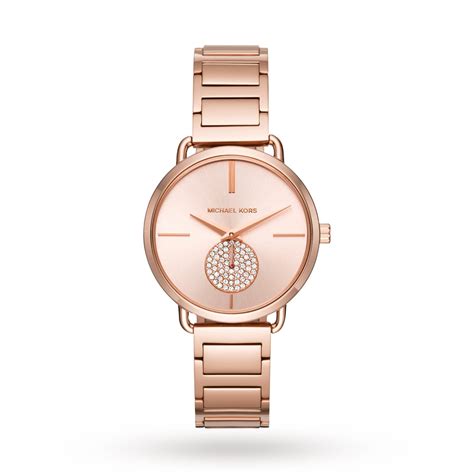 michael kors watches womens portia rose gold-tone watch|rose gold watch with numbers.